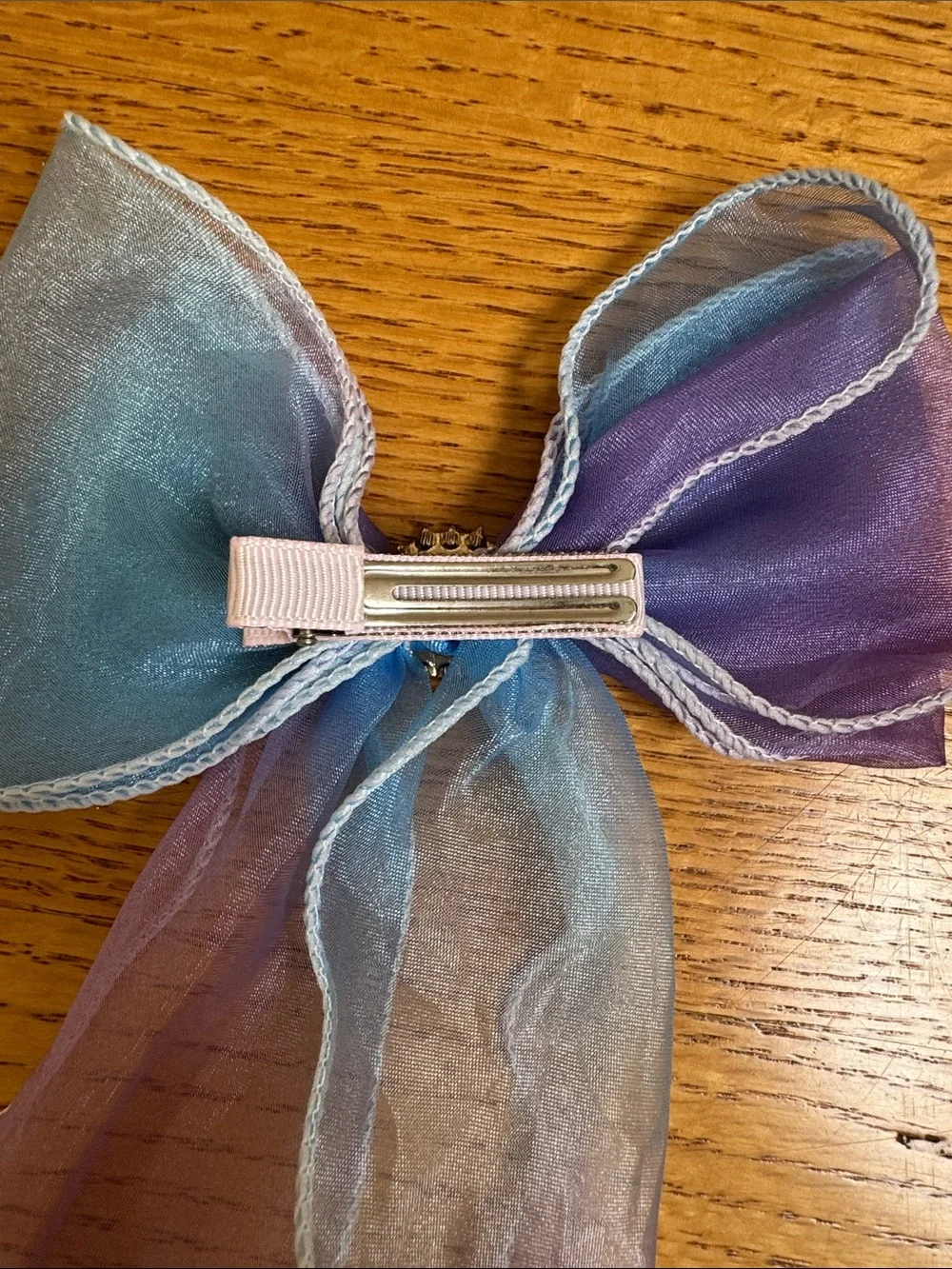 Sheer Ombre Ribbon Bow Hair Clip in Blue-Purple